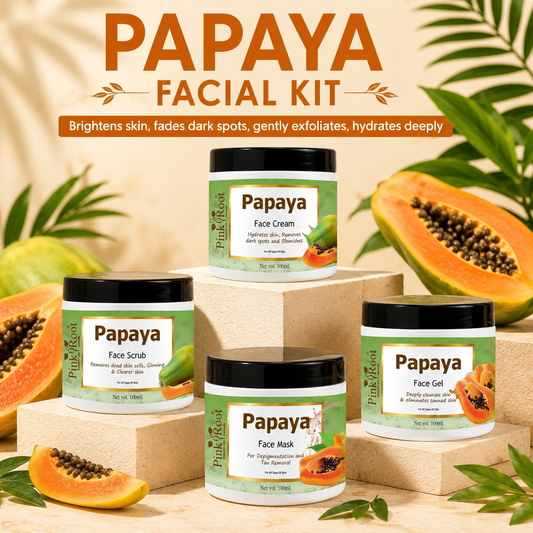 Pink Root Papaya Facial Kit for Pigmentation 400ml (Pack of 4)