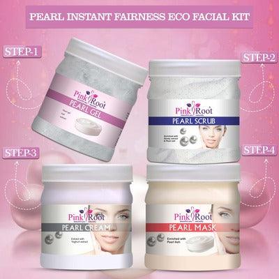 Pearl Facial Kit Pack of 4 ( Scrub, Massage Cream, Massage Gel, Face Pack) 500ml Each For All Skin Type - Pink Root
