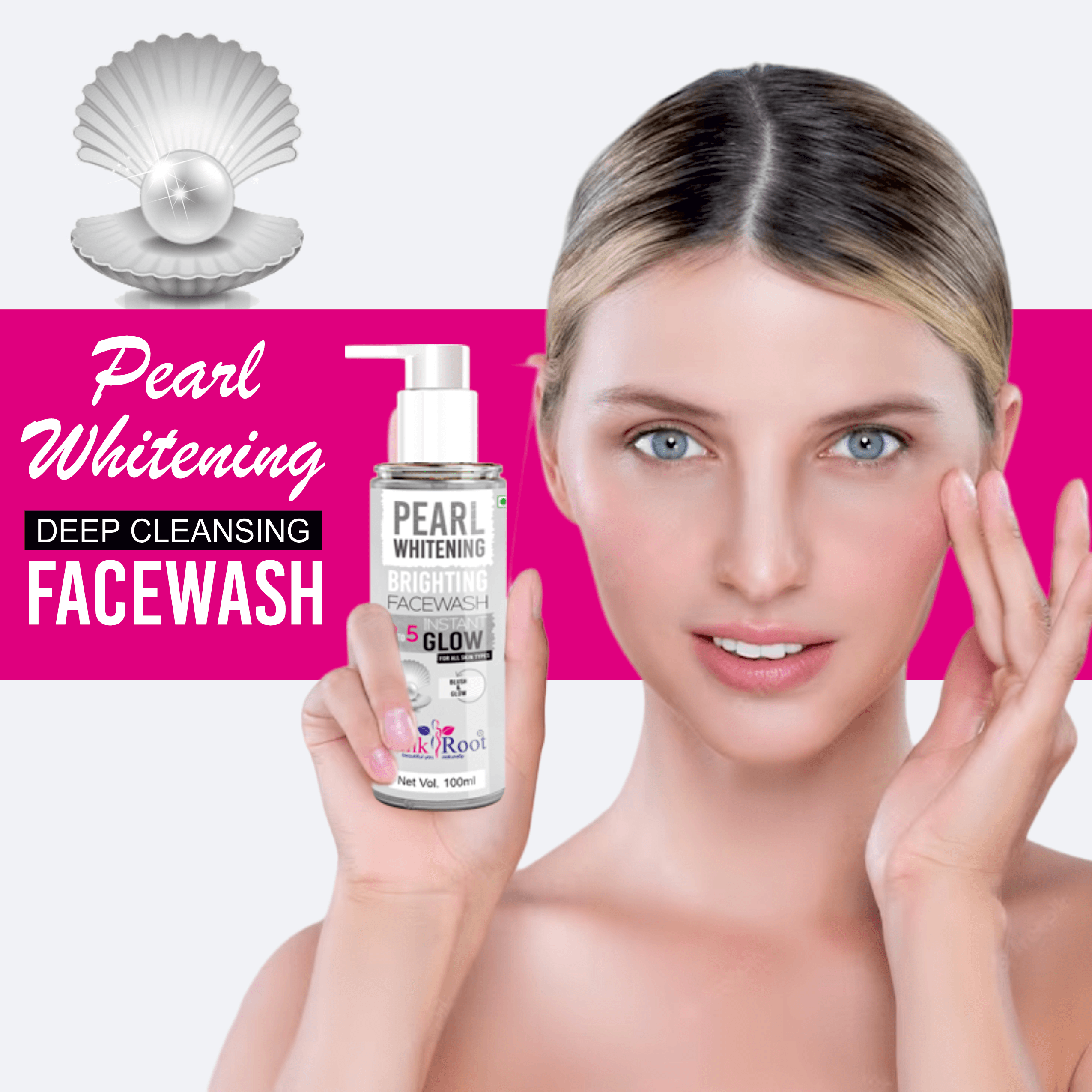 Pearl Whitening Face Wash 100ml - Pink Root