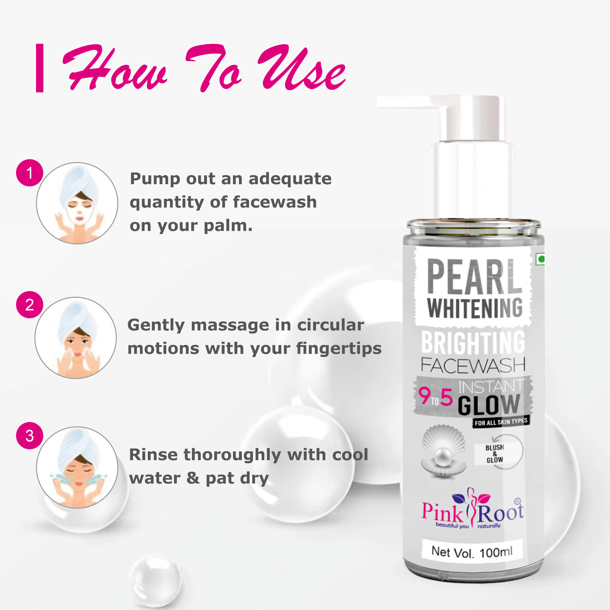 Pearl Whitening Face Wash 100ml - Pink Root