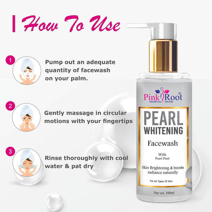 Pink Root Pearl Whitening Face Wash 100ml - Deep Cleansing Skin Whitening Facial Foam, face wash, for all skin types Face Wash