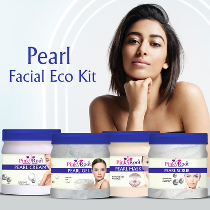 Pink Root Pearl Eco Facial Kit , 500gm Pack of 4, Glowing Skin,Tan Removal, Whitening, Depigmentation, Oil Control, Acne & Fairness