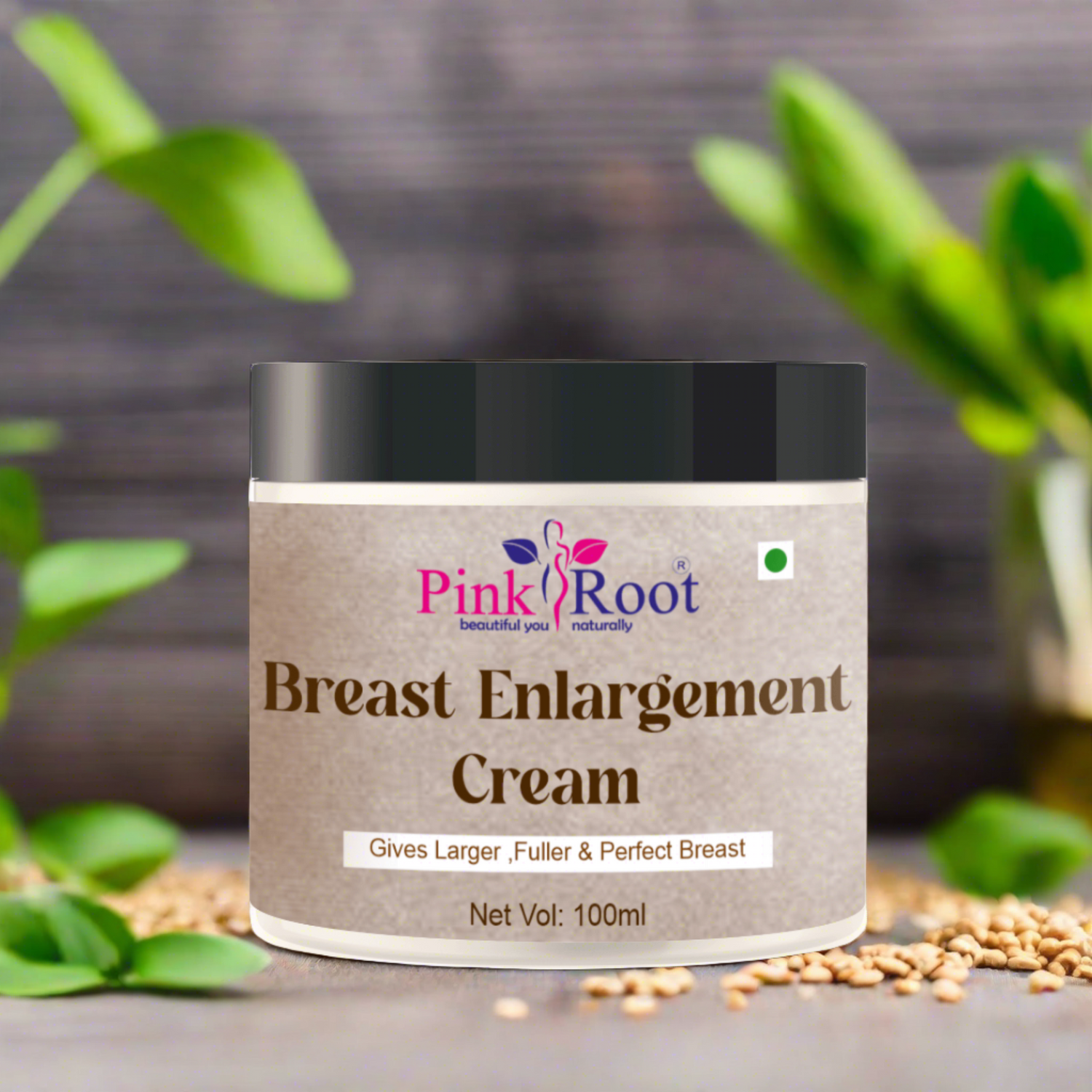Pink Root Breast Enlargement Cream 100ml, for women, for enlarging size or increase in size of breast for younger looks - Pink Root