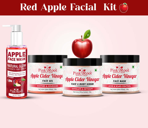 Pink Root Red Apple Facial Kit for Men & Women, gives antioxidants to skin, reduces skin damage & gives flawless brighter skin - Pink Root