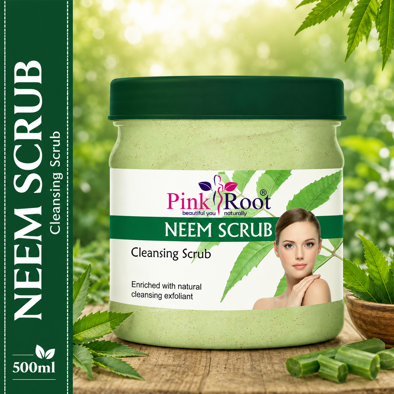 Pink Root Neem Face & Body  Scrub |Cleansing Dirt, Acne Control, Enriched with Natural Neem Extract(500 ml)