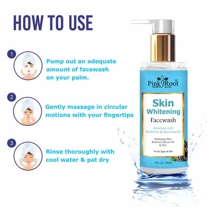 New Advance Formula Pink Root Skin Whitening Face Wash 100ml - Deep Cleansing Skin Whitening Facial Foam, face wash, for all skin types Face Wash