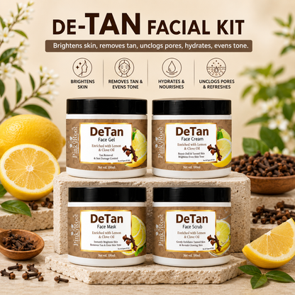 Pink Root Detan Facial kit 400gm, Helps in Tan Removal, Removes Blackheads & Whiteheads & Gives smooth, brighter, shiner, clean & dirt free skin
