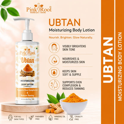 Pink Root Ubtan Moisturising Body Lotion 200ml - for Acne & Fairness, Instant Hydration & Smoothening of Skin