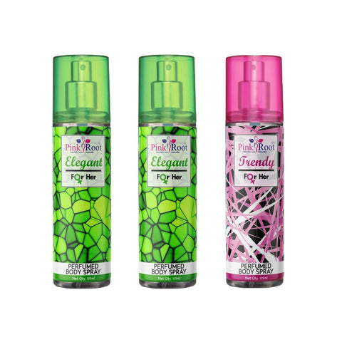 Elegant & Trendy Perfumed Body Spray for Women, Pack of 3 - Pink Root