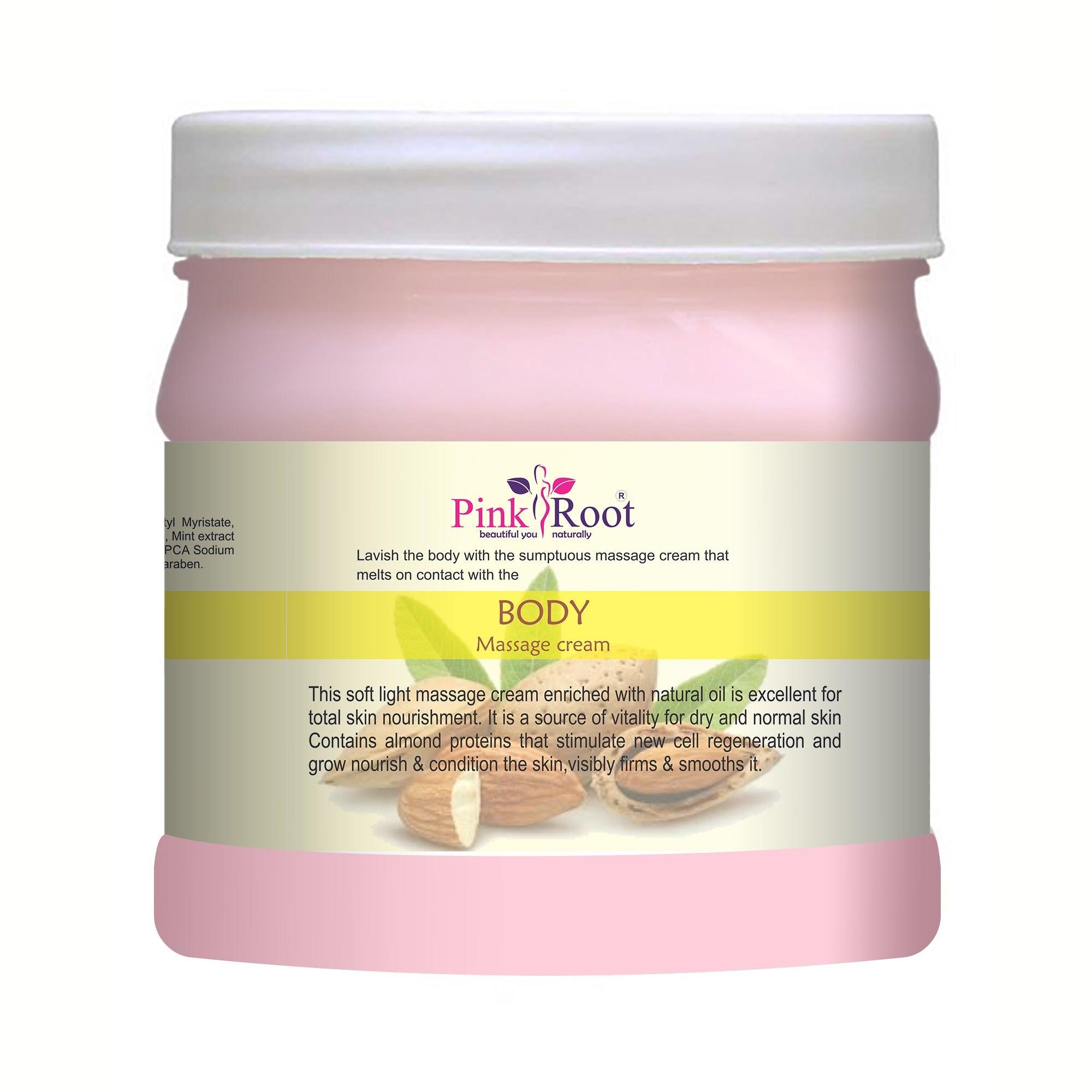 Body Massage Cream Enriched with Almond ,Olive, Carrot seed oil 500ml - Pink Root