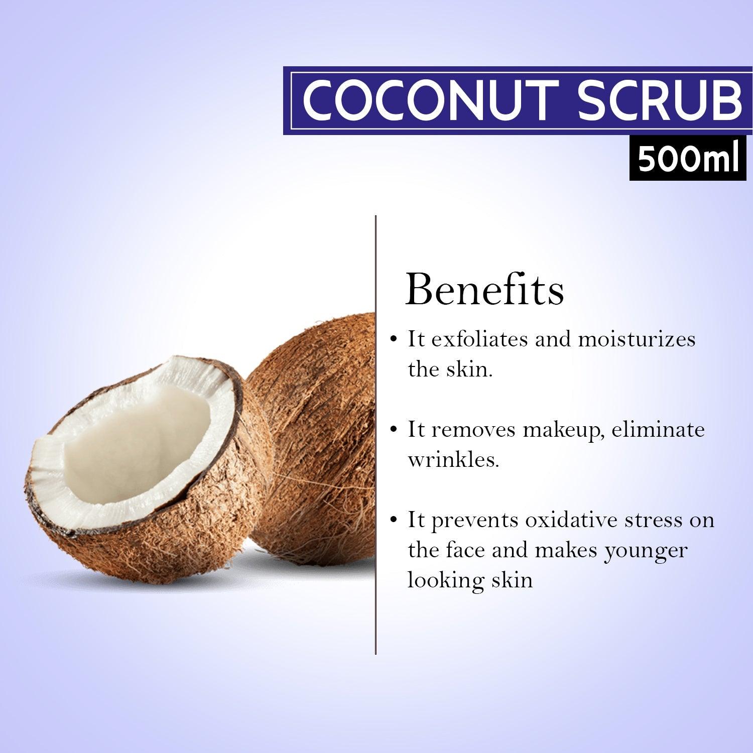 Coconut Facial Kit Pack of 4 ( Scrub, Massage Cream, Massage Gel, Face Pack) 500ml Each For All Skin Type - Pink Root