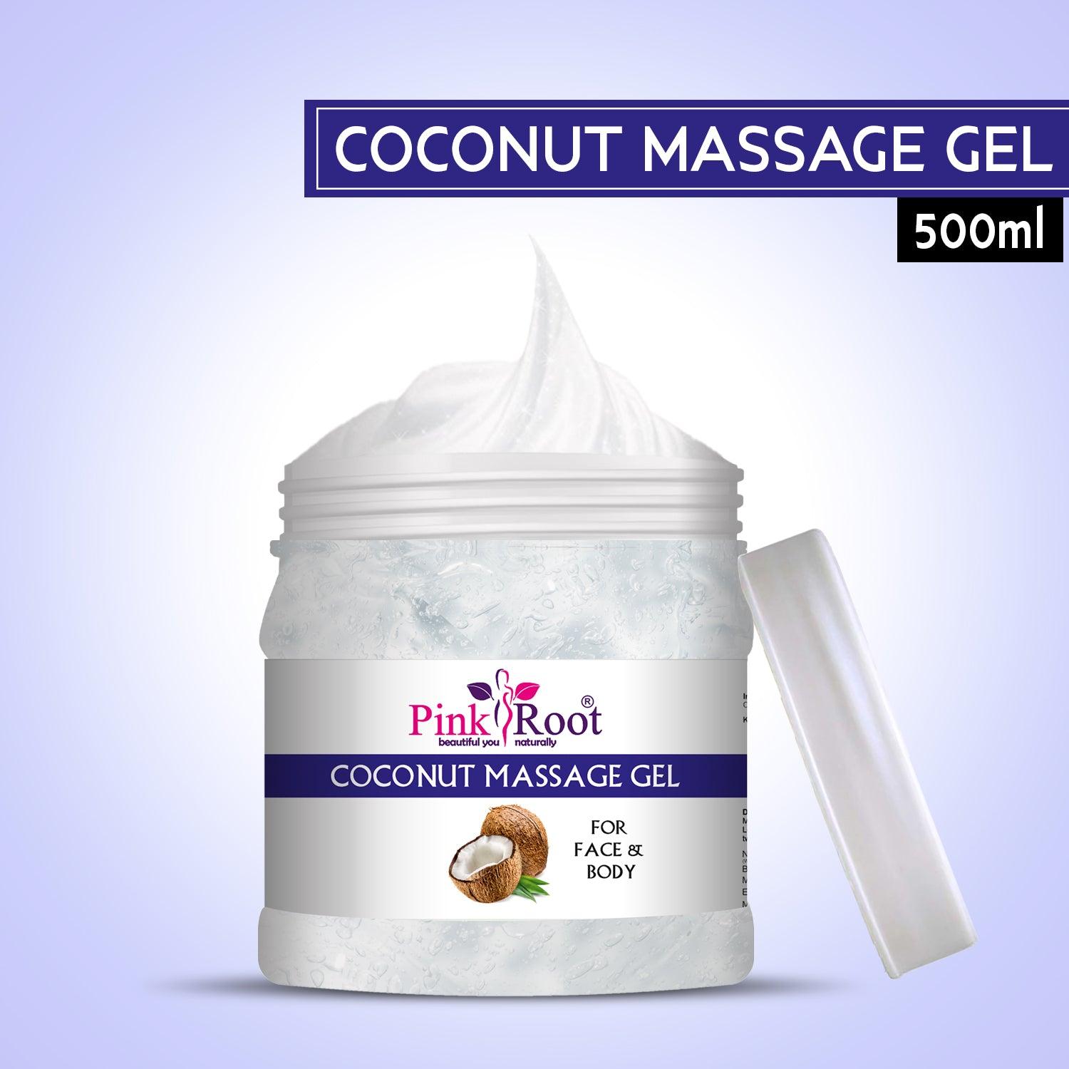 Coconut Massage Gel for Instant Glow, Skin Lightening, Anti-Ageing for All Skin Types 500ml - Pink Root