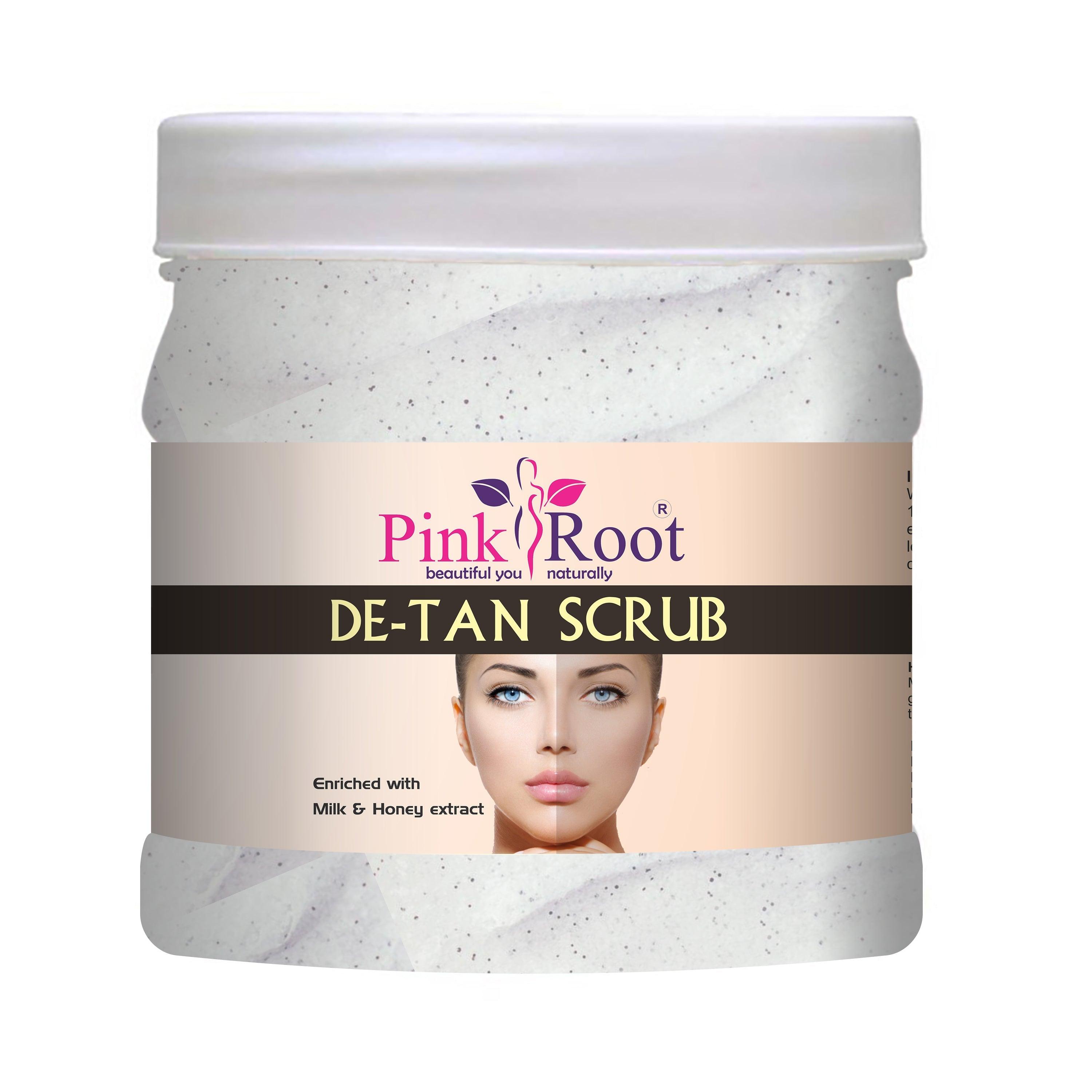 De-Tan Scrub 500ml with Clove Oil, goodness of Papaya & Aloe vera Extract - Pink Root