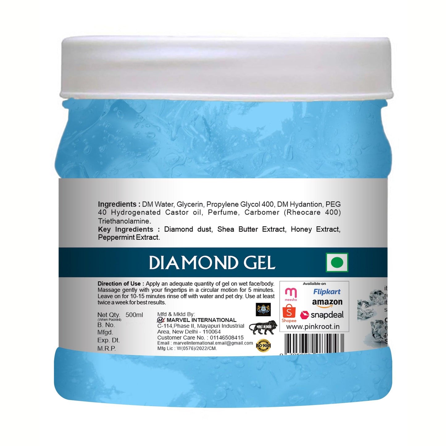 Diamond Gel 500ml enriched with Aloe vera Extract - Pink Root