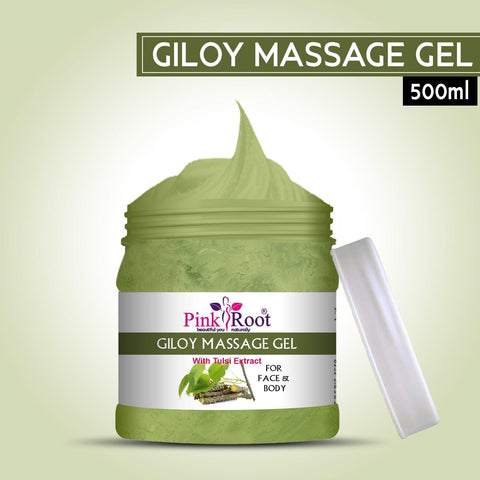 Giloy massage Gel for Face & Body with Tulsi extract 500ml - Pink Root