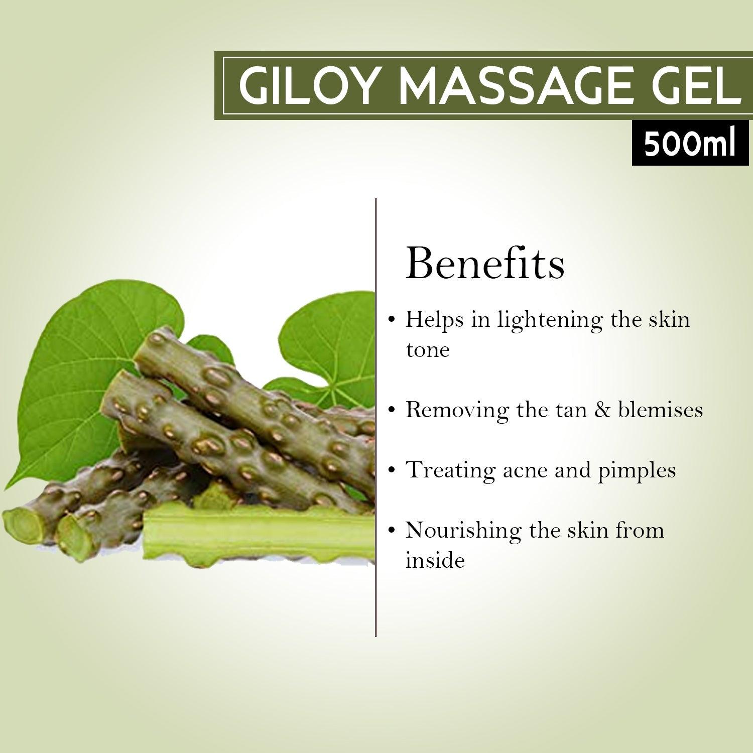 Giloy massage Gel for Face & Body with Tulsi extract 500ml - Pink Root