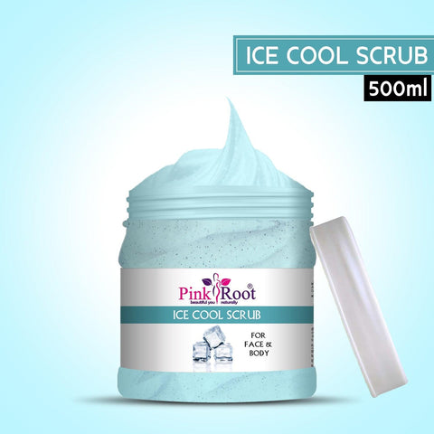 Ice Cool Facial Scrub Helps Hydrates & Restore Protective Skin Barrier,Tan removal Scrub 500ml - Pink Root
