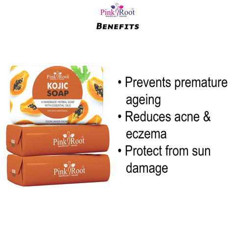 Kojic Soap| Handmade Soap 100gm (Pack of 3) - Pink Root