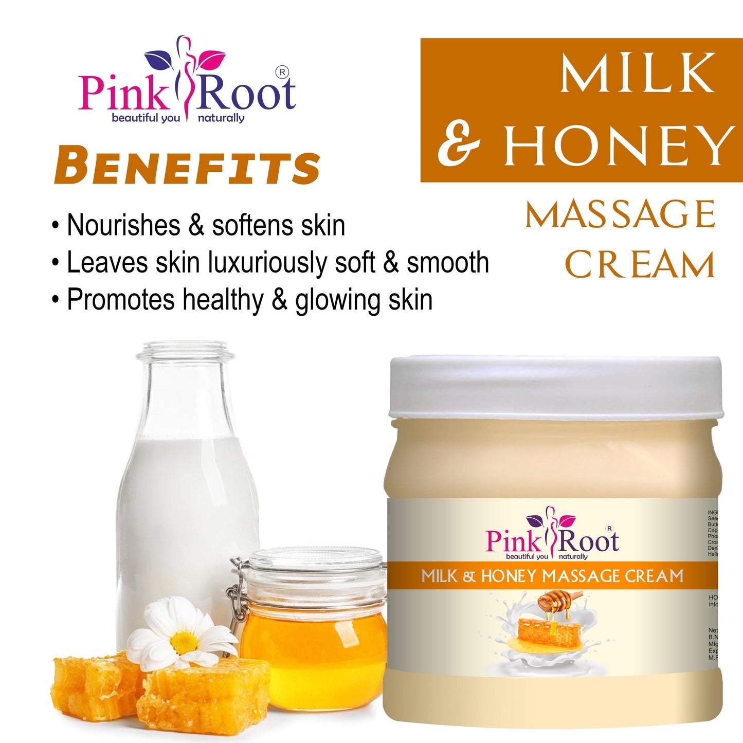 Milk & Honey Massage Cream 500ml - Pink Root