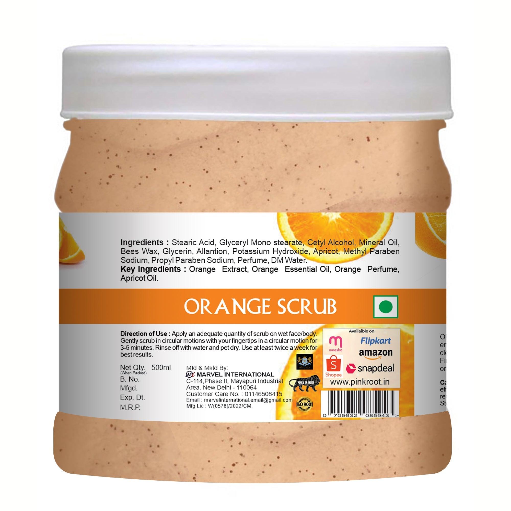 Orange Scrub for Face & Body with Apricot Oil 500ml - Pink Root