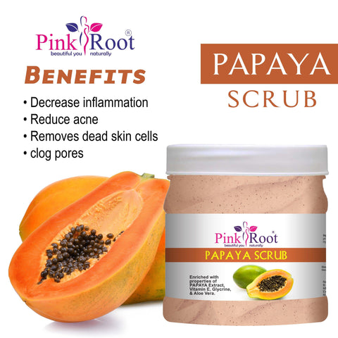 Papaya Scrub enriched with vitamin e and glycerin 500ml - Pink Root