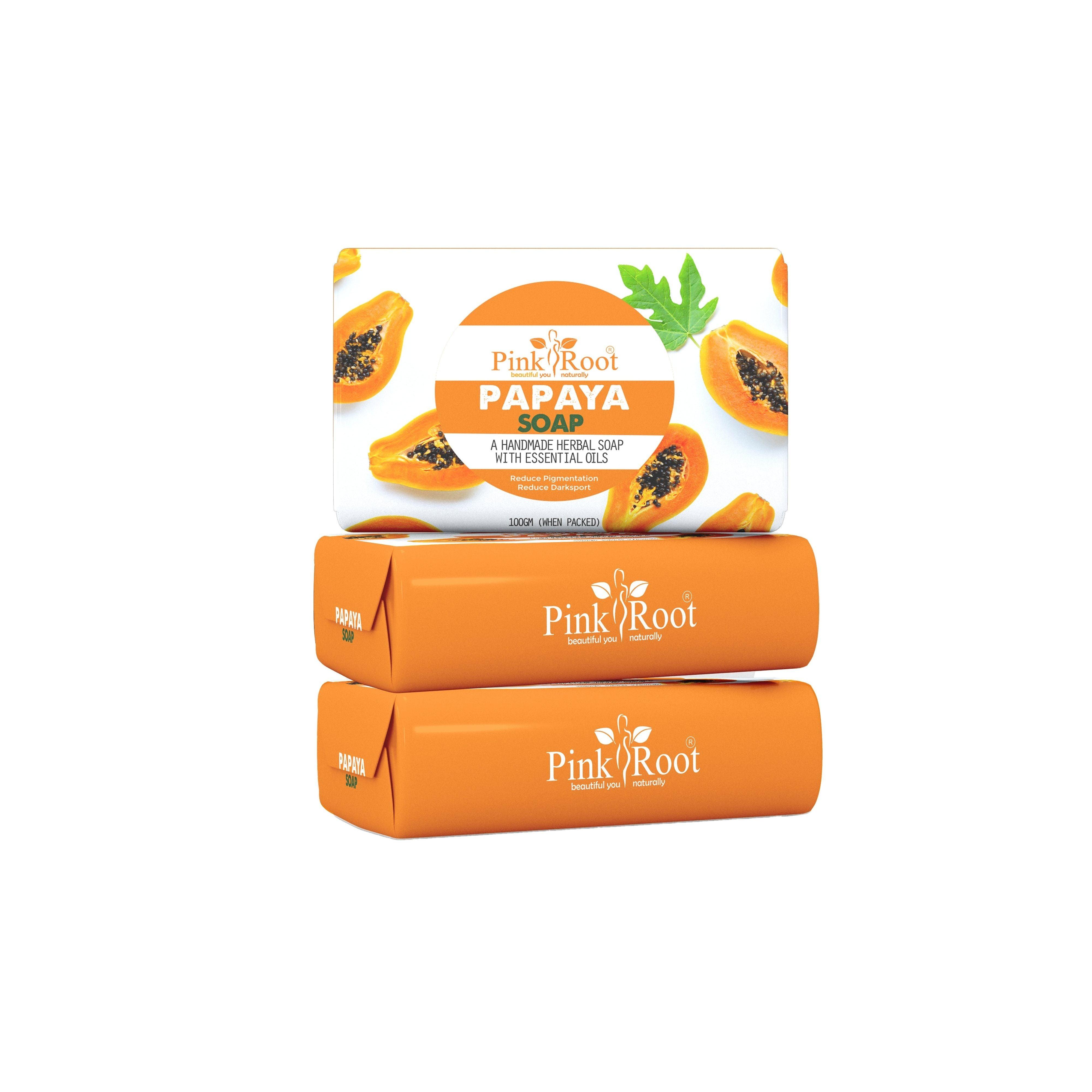 Papaya Soap 100gm (Pack of 3) - Pink Root
