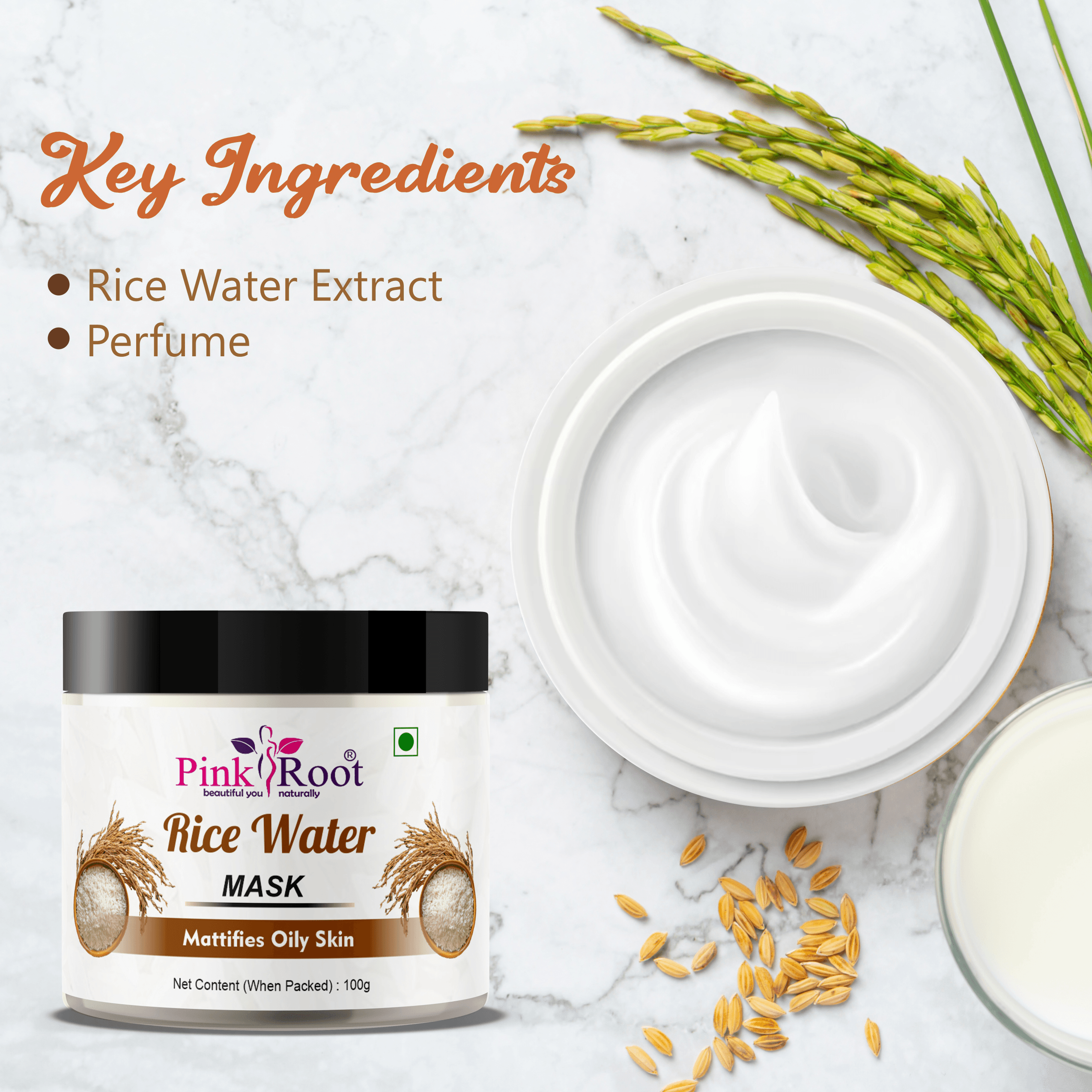 Rice water Face & Body Mask 100gm - Pink Root