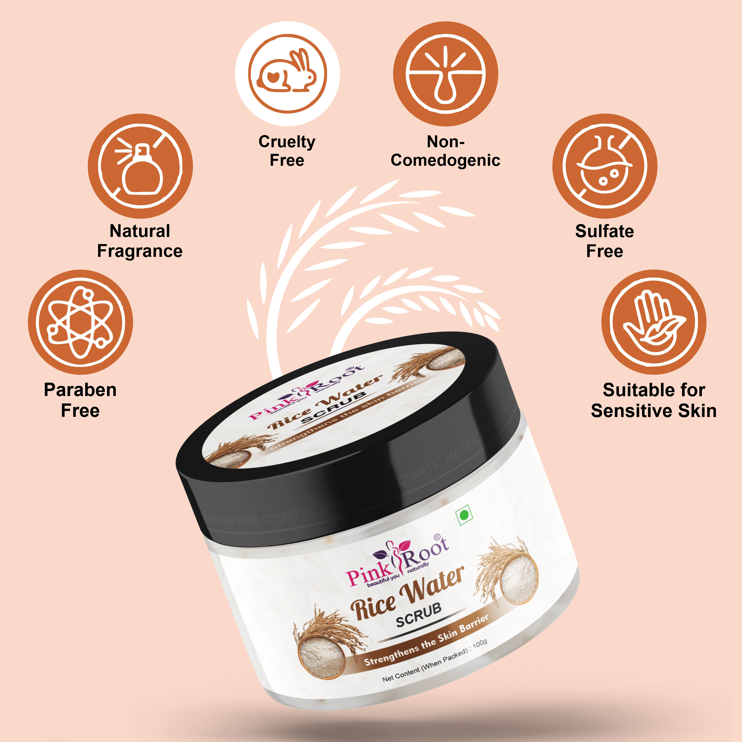 Rice water Face & body Scrub 100gm - Pink Root