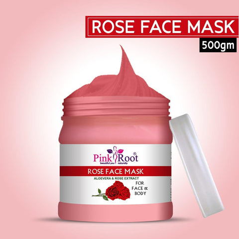 Rose Facial Mask for All Skin Type with Rose Petal Extracts 500gm - Pink Root