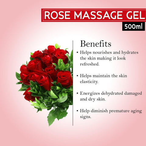 Rose Facial Massage Gel ,Hydrate & Glow Gel with Rose Extracts 500ml - Pink Root