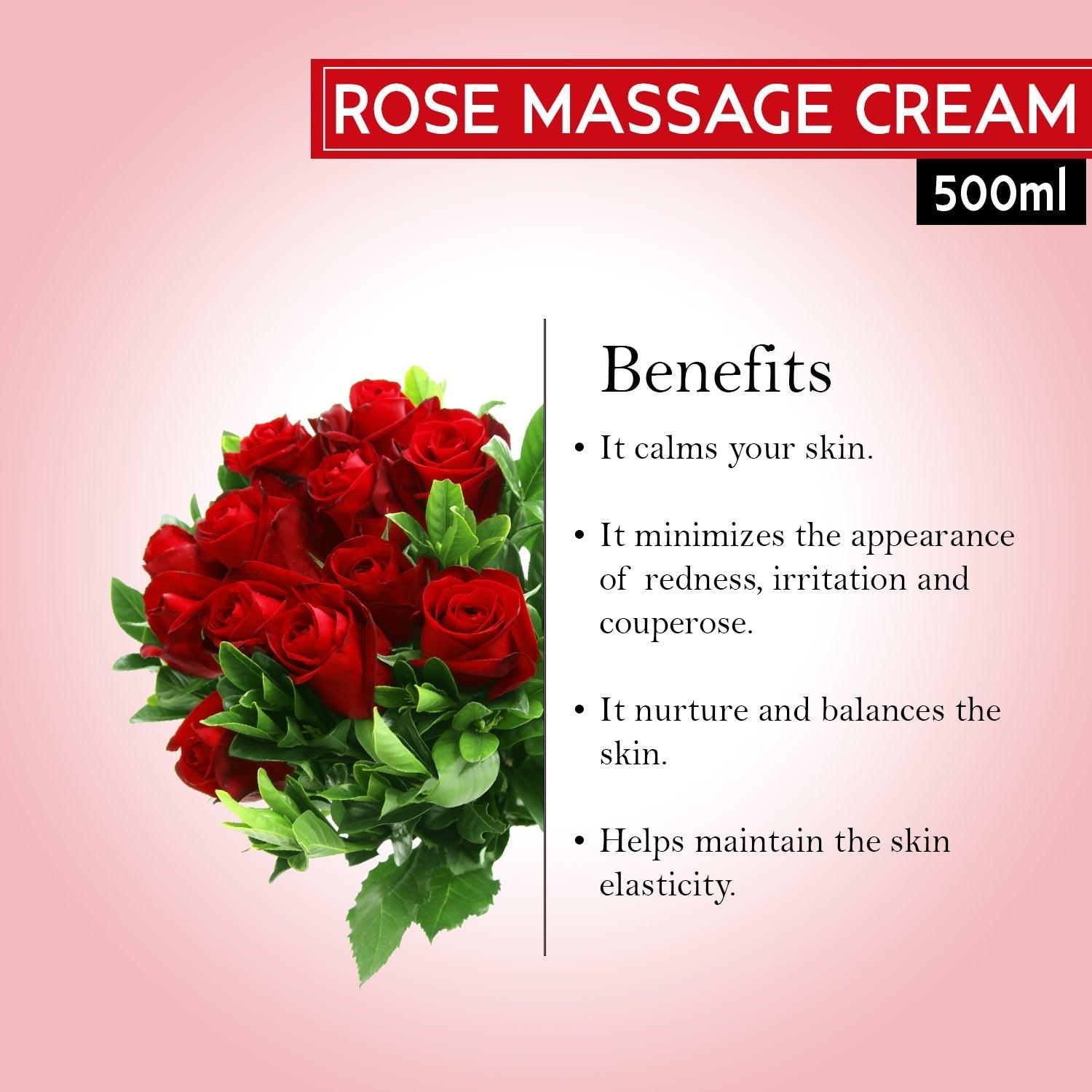 Rose Massage Face & Body Cream |improves skin tone, contracts muscles to give firm skin & prevents wrinkles 500ml - Pink Root