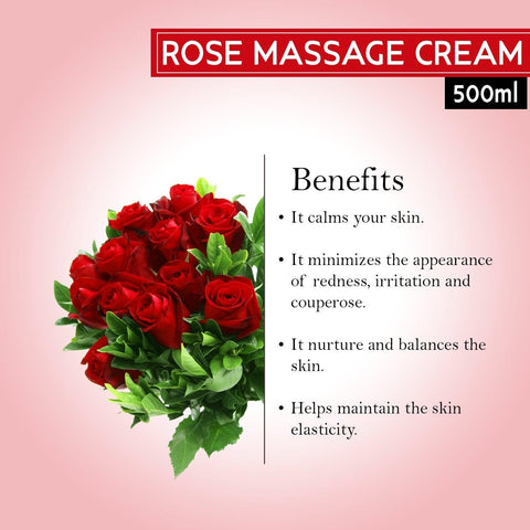 Rose Massage Face & Body Cream |improves skin tone, contracts muscles to give firm skin & prevents wrinkles 500ml - Pink Root