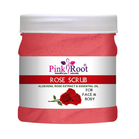 Rose Scrub for Face & Body with Rose petal extract. - Pink Root