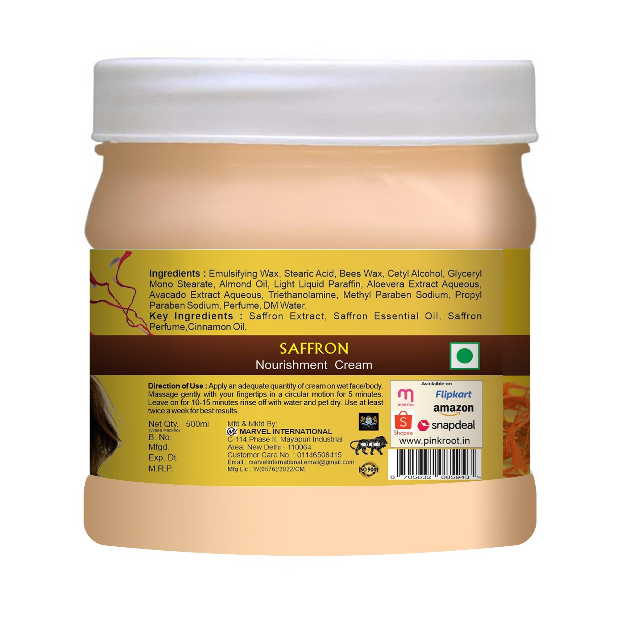 Saffron Cream Kesar Extract with Cinnamon Oil 500ml - Pink Root