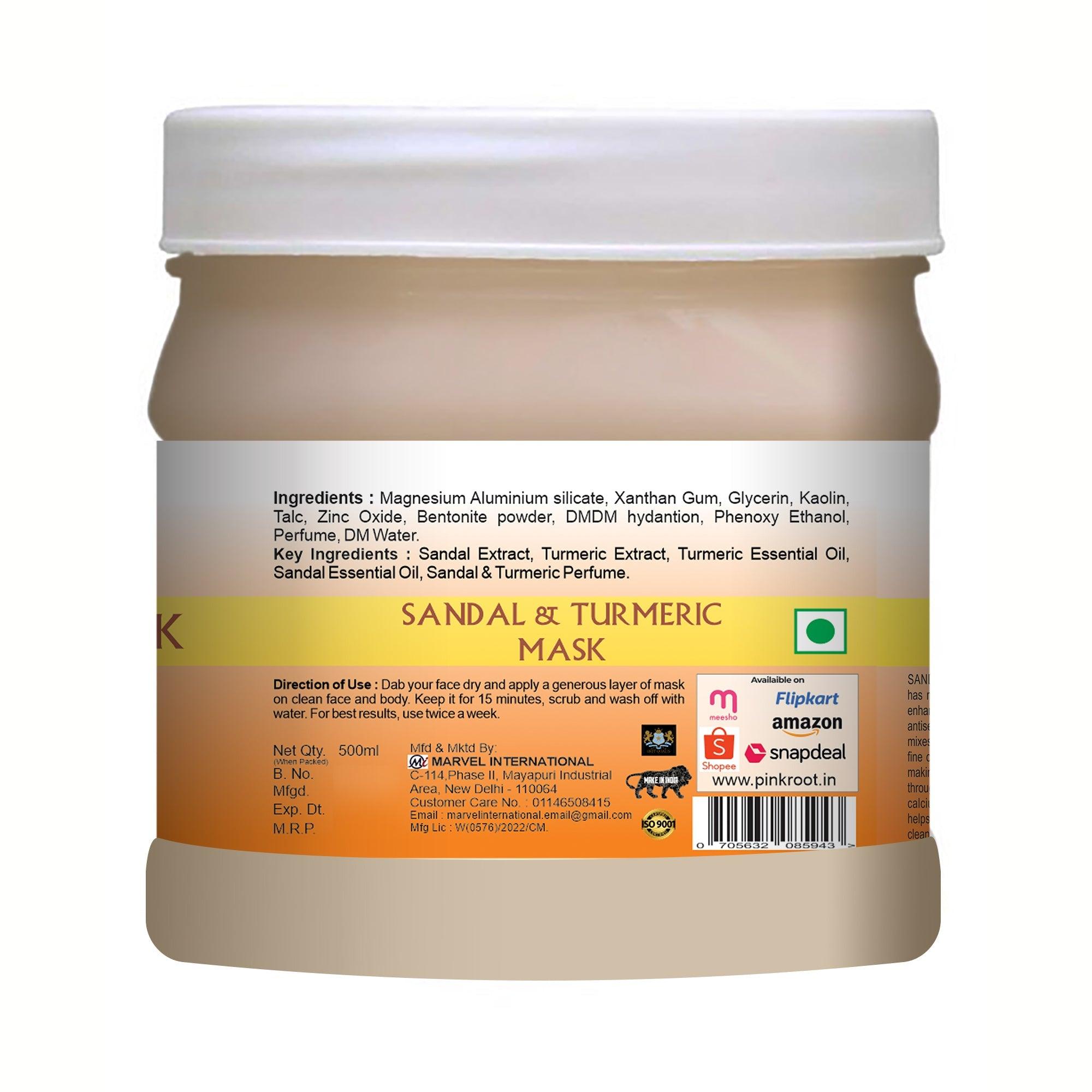 Sandal & Turmeric Mask, with Aloe Vera Extract 500gm - Pink Root