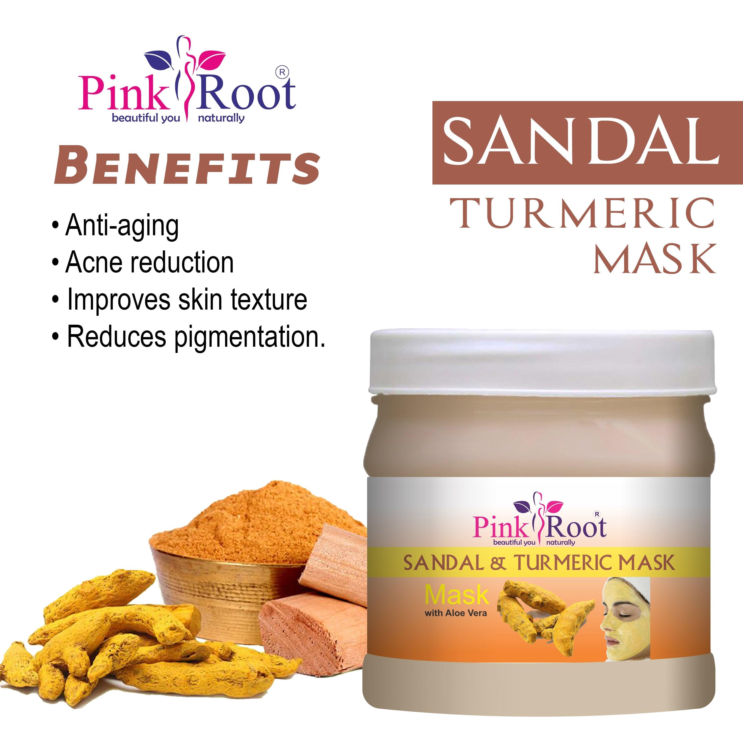 Sandal & Turmeric Mask, with Aloe Vera Extract 500gm - Pink Root