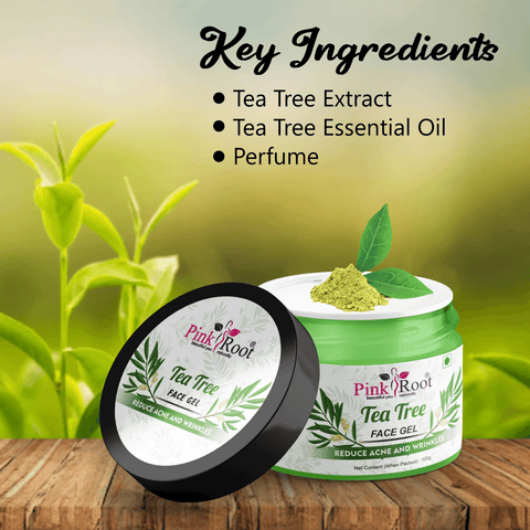 Tea Tree Face Gel Reduces Acne & Wrinkles 100ml - Pink Root