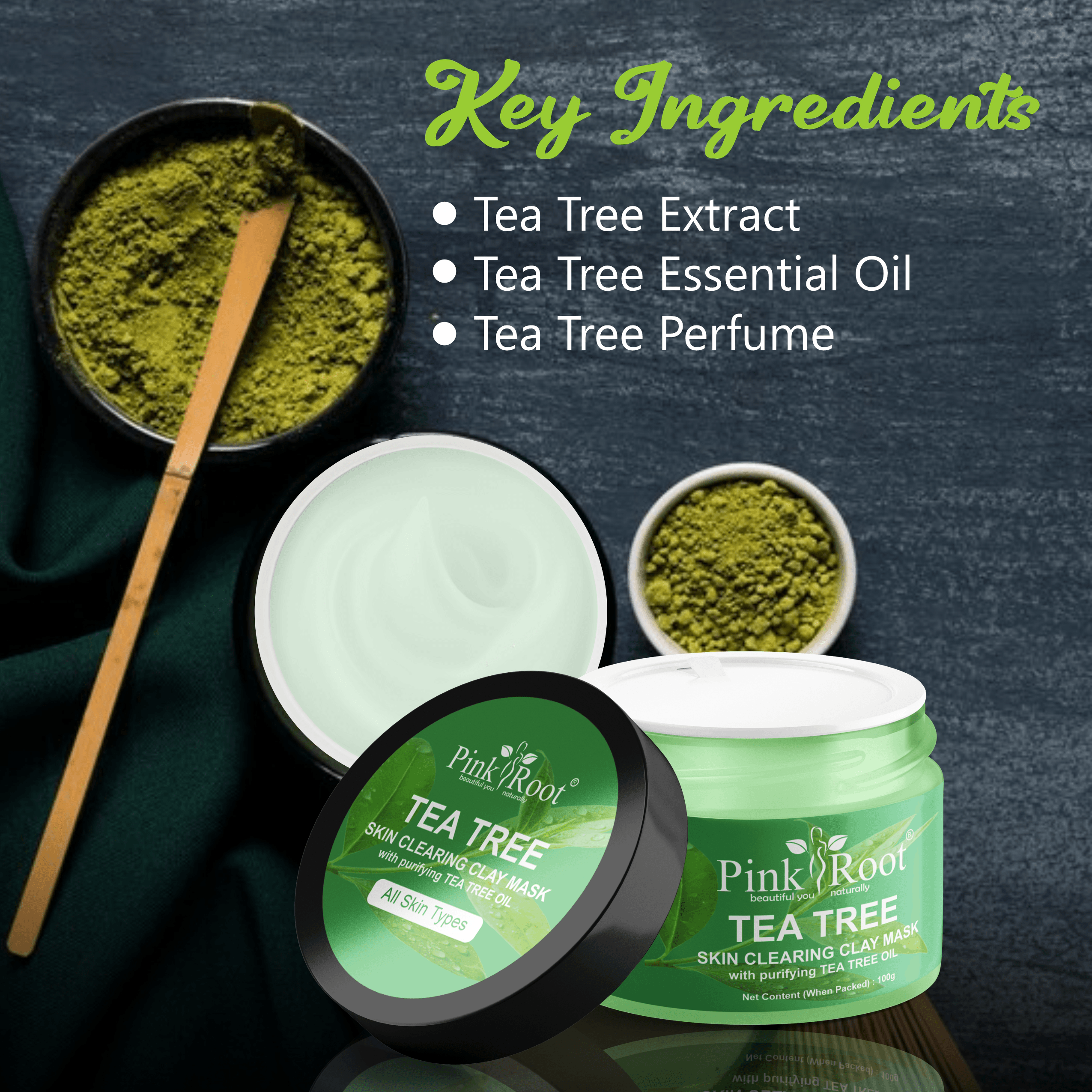 Tea Tree Skin Clearing Clay Mask 100gm - Pink Root