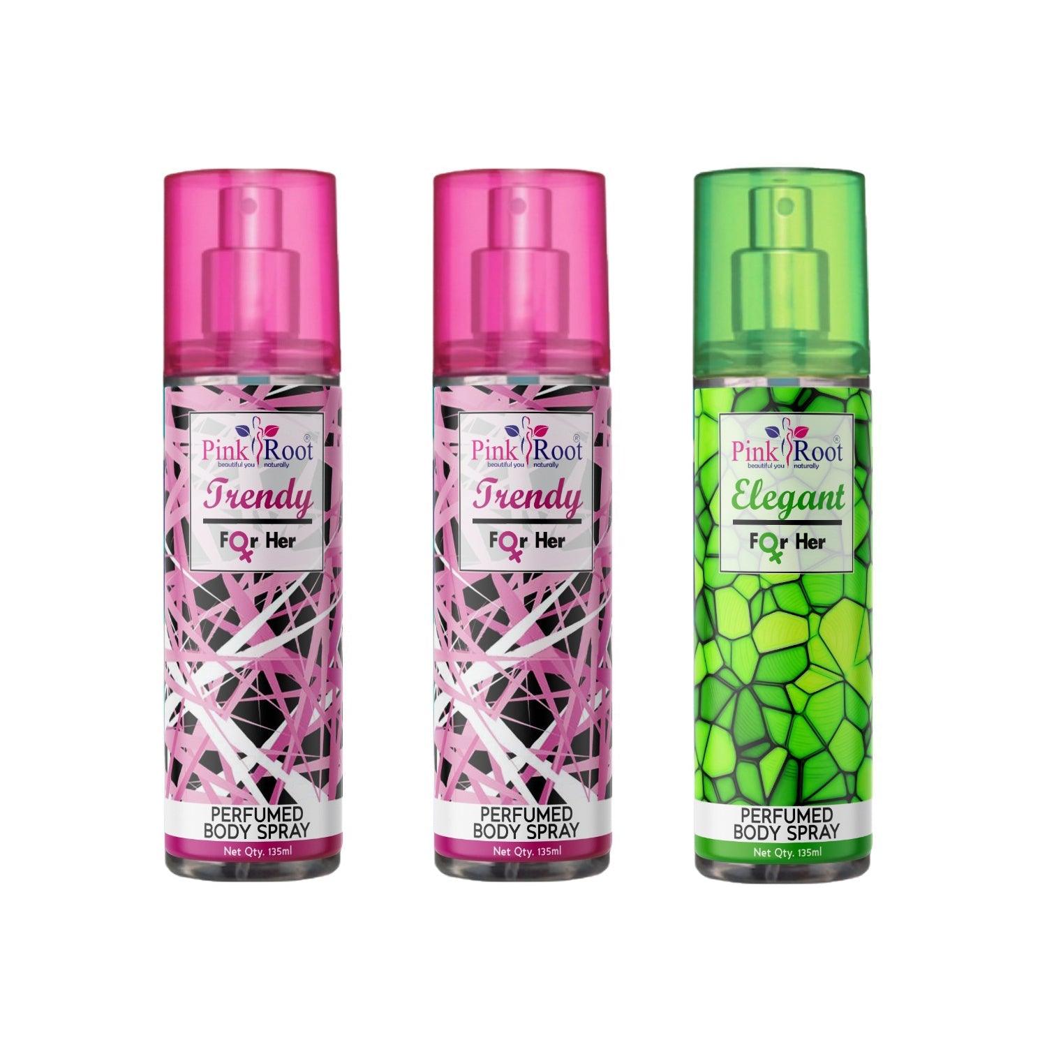 Trendy & Elegant Perfumed Body Spray for Women, Pack of 3 - Pink Root