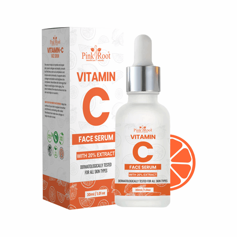 Vitamin C Face Serum 30ml, with 20% Extract for Glowing Skin, Suitable For All Skin Types - Pink Root