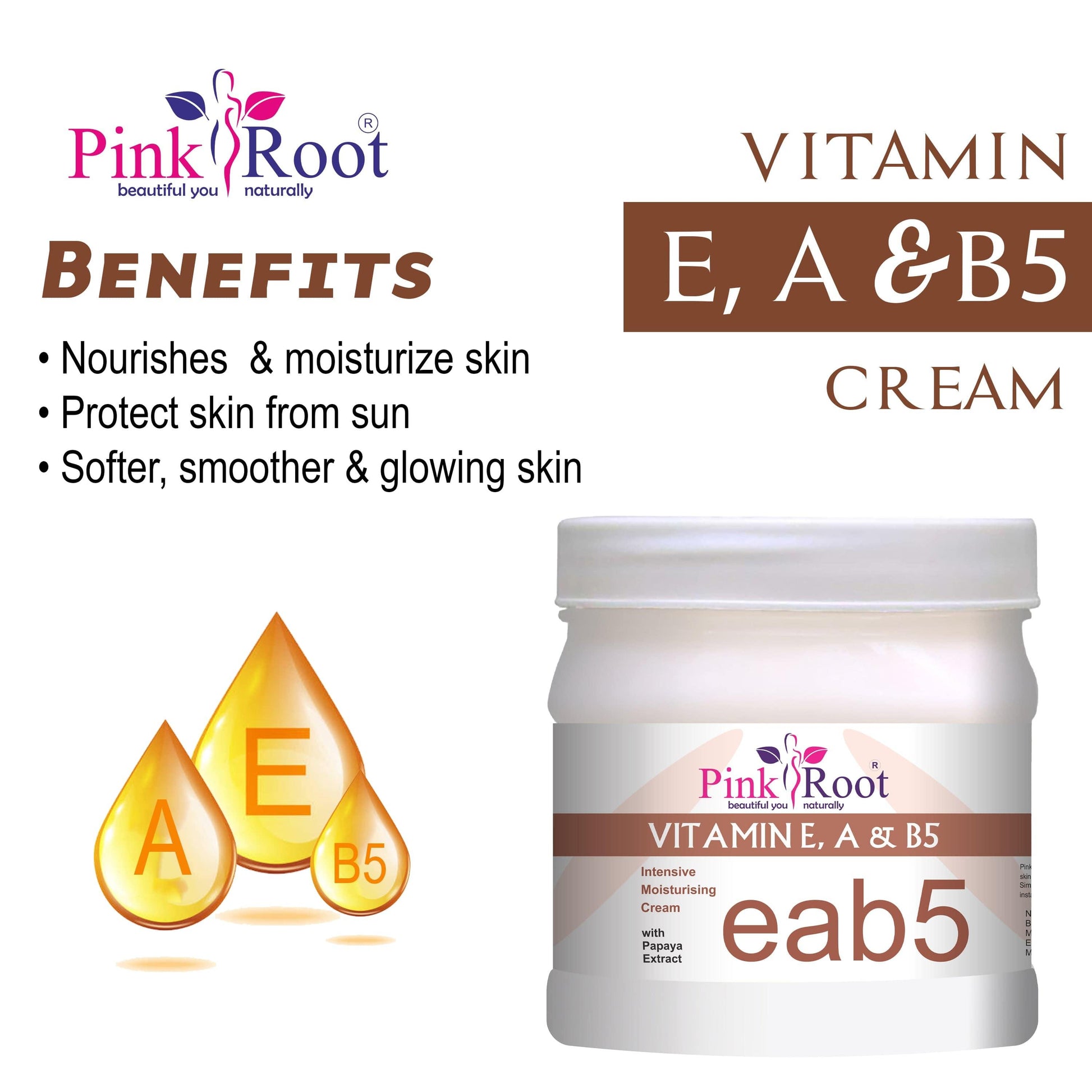 Vitamine E, A & B5 Intensive Moisturising Cream 500ml - Pink Root